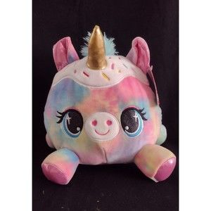 NWT Round Super Soft Plush Tie Dyed Cupcake Unicorn Squish Inspired